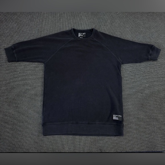 Vintage Stussy Authentic Outer Gear Knitted Sweater Shirt 3/4 Sleeves Black Sz L - Picture 1 of 6